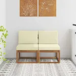 2 Bucată Canapea Medie pentru Exterior Lemn Solid de Acacia GartenMobel Dekor