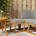 Bancă de taburet Gri natural și deschis 43 x 43 x 37 cm GartenMobel Dekor