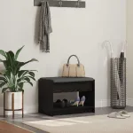 Bancă pentru hol cu pernă cu raft Stejar Negru 63 x 38 x 45 cm GartenMobel Dekor