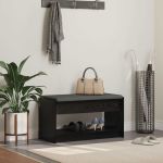 Bancă pentru hol cu pernă cu raft Stejar Negru 83 x 38 x 45 cm GartenMobel Dekor