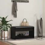 Bancă pentru hol cu pernă cu raft Stejar Negru 83 x 38 x 45 cm GartenMobel Dekor
