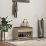 Bancă pentru hol cu pernă cu raft Stejar Sonoma 63 x 38 x 45 cm GartenMobel Dekor