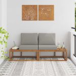 Canapea de exterior cu pernă 2 Bucată Gri natural și deschis GartenMobel Dekor