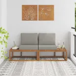 Canapea de exterior cu pernă 2 Bucată Gri natural și deschis GartenMobel Dekor