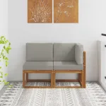 Canapea de exterior din mijloc și colț cu pernă 2 Bucată GartenMobel Dekor