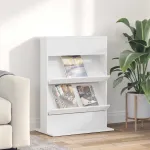 Raft pentru reviste cu raft Alb 70 x 41 x 96 cm Lemn compozit GartenMobel Dekor