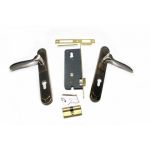 Broască cu butuc L11 AB cu șilduri, set complet pentru ușă