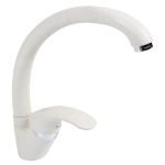 Baterie de bucătărie Ecostone albă, monocomandă, pipă mobilă 210 mm