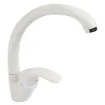 Baterie de bucătărie Ecostone albă, monocomandă, pipă mobilă 210 mm