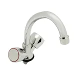 Set 2 baterii pentru chiuvetă bucătărie Olivia DS-91029, crom, pipă înaltă