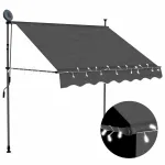 Copertină retractabilă manual cu LED, antracit, 150 cm GartenMobel Dekor