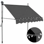 Copertină retractabilă manual cu LED, antracit, 200 cm GartenMobel Dekor