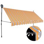 Copertină retractabilă manual cu LED, galben & albastru, 350 cm GartenMobel Dekor