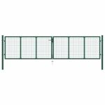 Poartă de grădină din plasă, oțel, verde, 400x100 cm GartenMobel Dekor