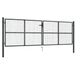 Poartă de grădină din plasă, oțel galvanizat, gri, 400x125 cm GartenMobel Dekor