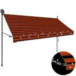 Copertină retractabilă manual cu LED, portocaliu & maro, 300 cm GartenMobel Dekor