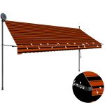 Copertină retractabilă manual cu LED, portocaliu & maro, 350 cm GartenMobel Dekor