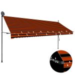 Copertină retractabilă manual cu LED, portocaliu & maro, 400 cm GartenMobel Dekor