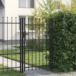 Poartă de gard cu o ușă, vârf ascuțit, negru, 1 x 1,5 m, oțel GartenMobel Dekor