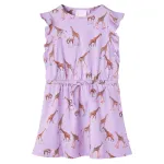 Rochie de copii, mâneci cu volane șnur talie, lila 92 GartenMobel Dekor