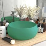 Chiuvetă baie lux verde deschis mat 40x15 cm ceramică rotund GartenMobel Dekor