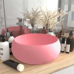 Chiuvetă de baie lux roz mat 40x15 cm ceramică rotund GartenMobel Dekor