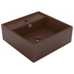 Chiuvetă lux, preaplin maro închis mat 41x41 cm ceramică pătrat GartenMobel Dekor