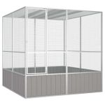 Colivie pentru păsări gri 213,5x217,5x211,5 cm oțel galvanizat GartenMobel Dekor