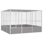 Colivie pentru păsări gri 302,5x324,5x211,5 cm oțel galvanizat GartenMobel Dekor