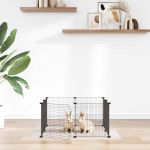 Cușcă pentru animale cu 8 panouri și ușă, neagră, 35x35 cm, oțel GartenMobel Dekor