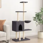 Ansamblu de pisici, stâlpi din funie sisal, gri închis, 145 cm GartenMobel Dekor