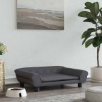 Pat de câini, gri închis, 70x48x22 cm, catifea GartenMobel Dekor