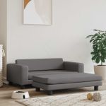 Pat pentru câini cu extensie, gri, 100x50x30 cm, piele eco GartenMobel Dekor