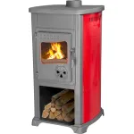 Sobă pe lemne Bella Thalia roșie 5,4 kW din fontă și șamotă