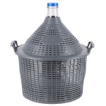 Demi john din sticlă 25 L pentru vin și distilate, cu protecție plastic și mânere