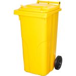 Pubelă Europlast 120 L din HDPE, galbenă, cu roți pentru colectare selectivă