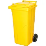 Pubelă Europlast 120 L din HDPE, galbenă, cu roți pentru colectare selectivă