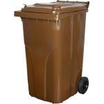 Pubelă Europlast 240 L din HDPE, maro, cu roți pentru deșeuri