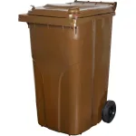 Pubelă Europlast 240 L din HDPE, maro, cu roți pentru deșeuri