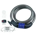 Antifurt cu cifru pentru bicicletă, cablu oțel 12 mm x 120 cm, cu manșon cauciucat