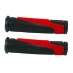 Mansoane bicicleta Caper 130 mm, ergonomice anti-alunecare, bi-color negru-rosu