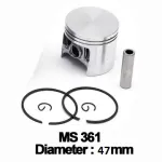 Piston complet 47 mm pentru Stihl MS 361/MS 341 cu bolt 11 mm și segmenți