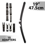 Ștergător parbriz profesional 19" (47,5 cm) cu 10 adaptoare, Carguard