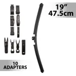 Ștergător parbriz profesional 19" (47,5 cm) cu 10 adaptoare, Carguard