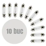 Set 10 becuri auto C5W 11x35mm 12V 5W, lumină albă, Carguard