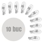 Set 10 becuri auto de poziție W3W (T10) 12V 3W, sticlă Quartz, Carguard