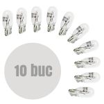 Set 10 becuri auto poziție W5W T10 12V 5W alb, quartz, Carguard