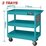 Cărucior pentru scule TOTAL cu 3 tăvi și roți, 719×365×663 mm