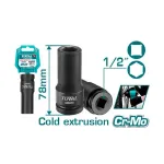 Cheie tubulară de impact TOTAL 15 mm, 1/2", Cr-Mo, lungime 78 mm