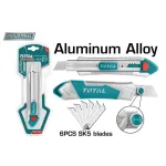 Cutter TOTAL Industrial 18 mm, corp din aluminiu, cu lame SK5 și blocare sigură